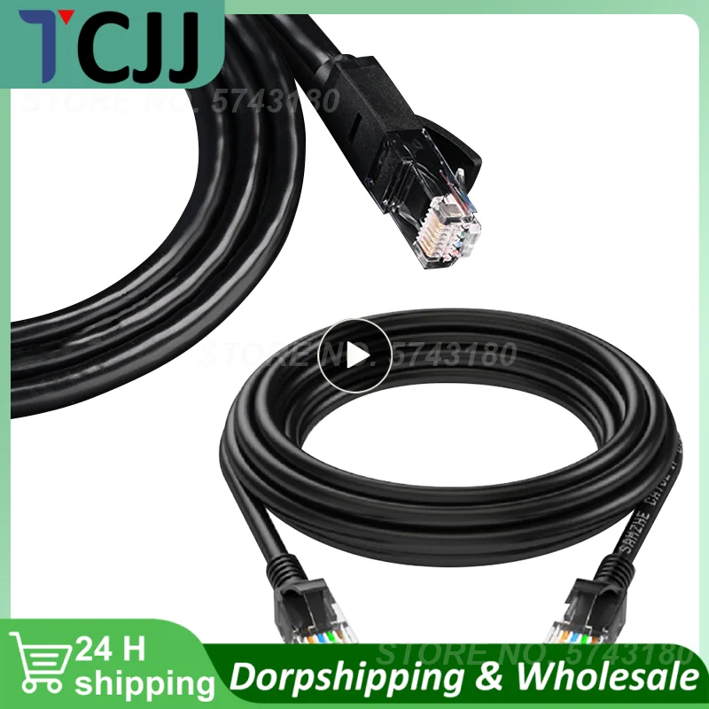 Black RJ45 CAT-5 Ethernet Cord Lan Network Patch Cable Compatible Patch Cord For Computer Multiple Specifications Cables