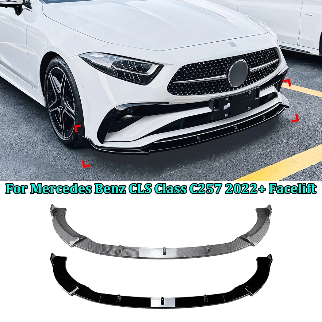 

3PCS Front Bumper Lip Diffuser BodyKits Spoiler Splitter Tuning For Mercedes Benz CLS Class C257 2022+ Facelift ABS Accessories