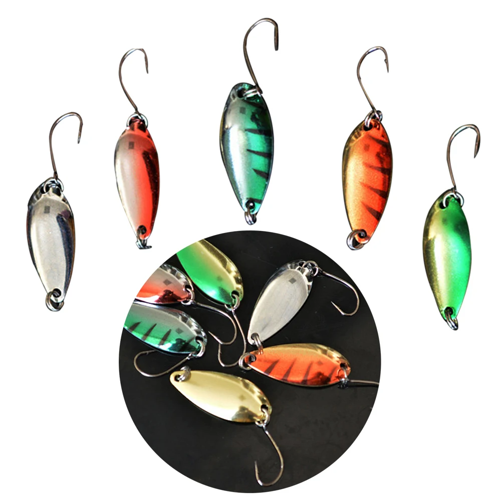 

5pcs Single Hook Fish Lure Metal Sequin Fishing Lures Spoons Horse Mouth Baits Tackle Set Colorful Attract Big Fish Variety