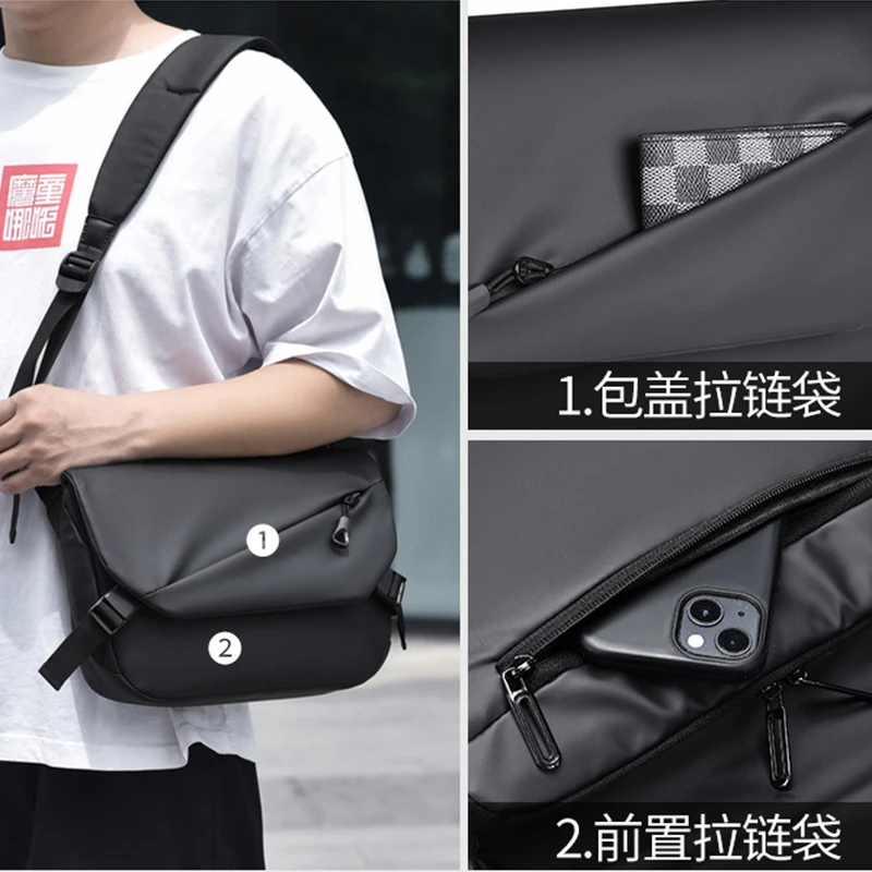 Imagem -06 - Bolsas de Ombro Masculinas para Motocicletas Bolsa Transversal Impermeável Peito Multifuncional na Moda Leves Meninos Esportes ao ar Livre