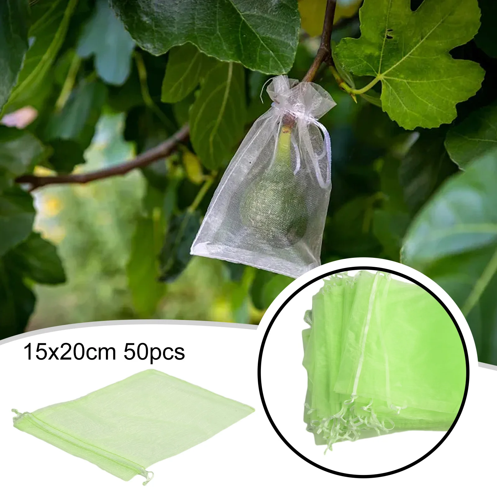 50pcs Garden Plant Fruit Protect Drawstring Net Bag Mesh Against Bird Fruit Protection Bags Netting Bags Garden Tool Bags