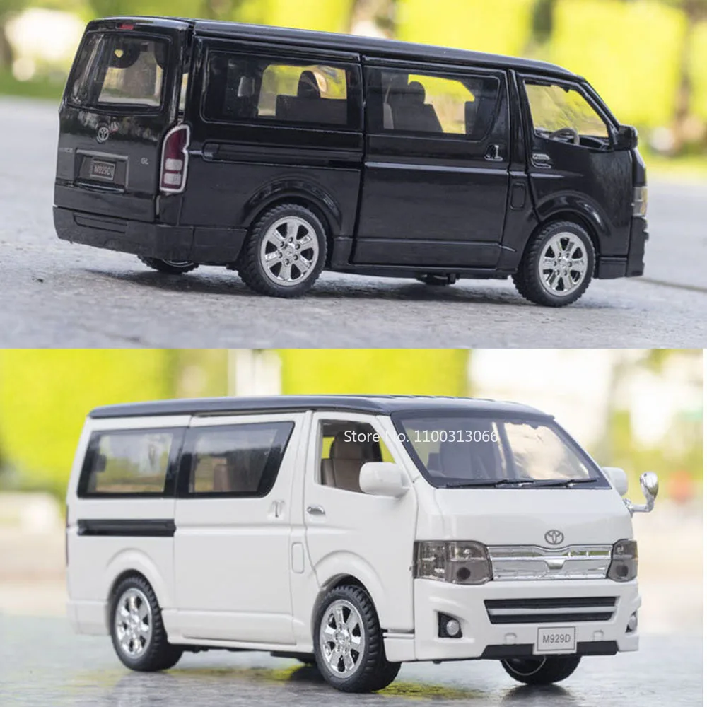 1:32 Toyota HIACE Auto's Speelgoed Legering Model 5 Deuren Geopend Rubberen Banden Miniatuur MPV Wiel Trek Van Voertuig Jongens Collectie Plezier