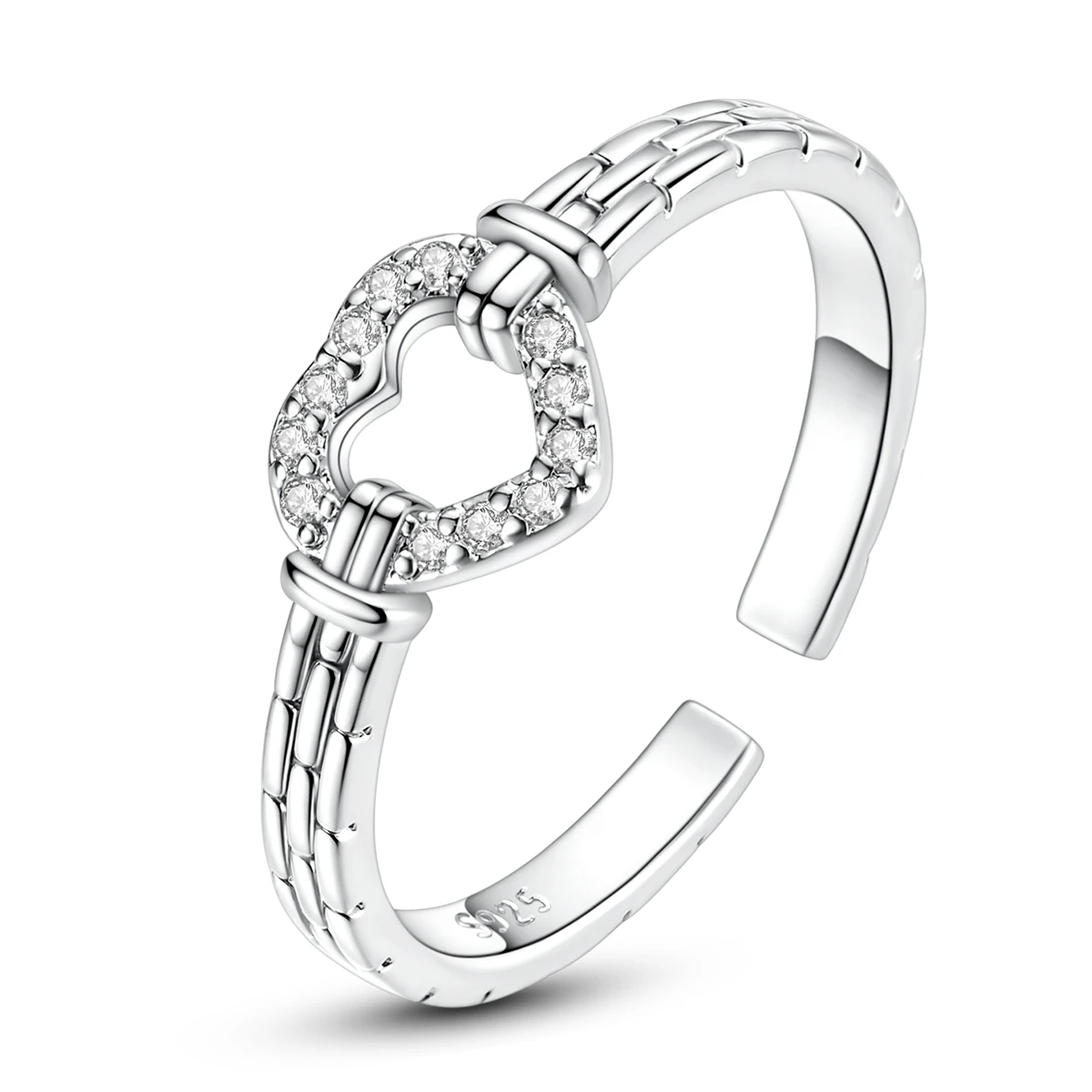 Bestseller 925 Sterling Silber Herzförmiger Gedrehter Ketten-Offener Ring Klassisch Beliebt Original für Frauen Mädchen Feiner Schmuck Geschenke