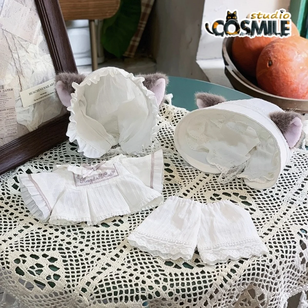 Cat Neko Simpatico pigiama bianco Abito Gonna Costume Peluche ripiene 20 cm Accessori per bambole Vestiti per bambole SL Mar