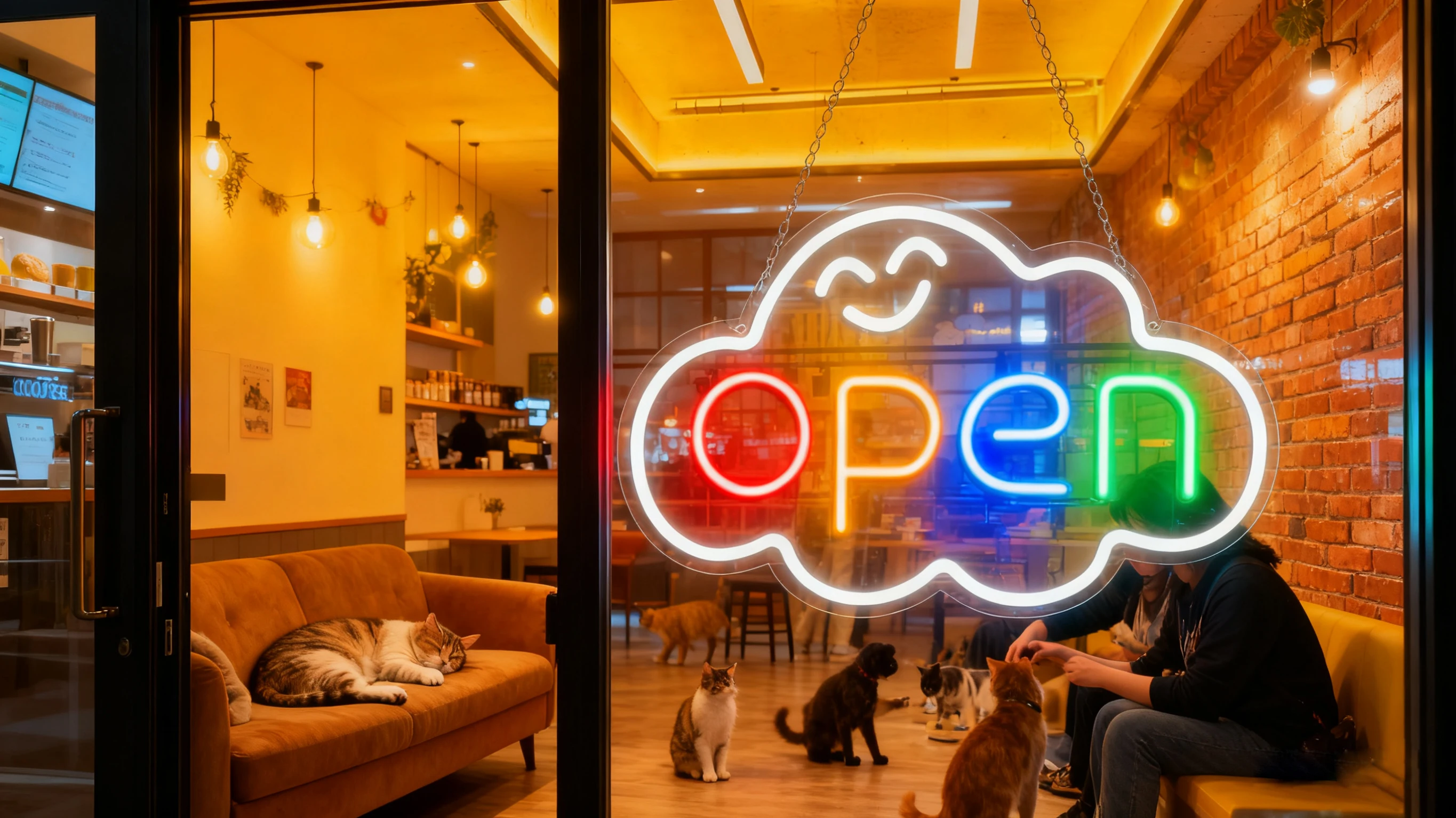 New Trending Open Neon Sign for Business, Colorful Cloud LED Wall Decor for Shop Window Cafe Bar, USB Powered Storefront Light