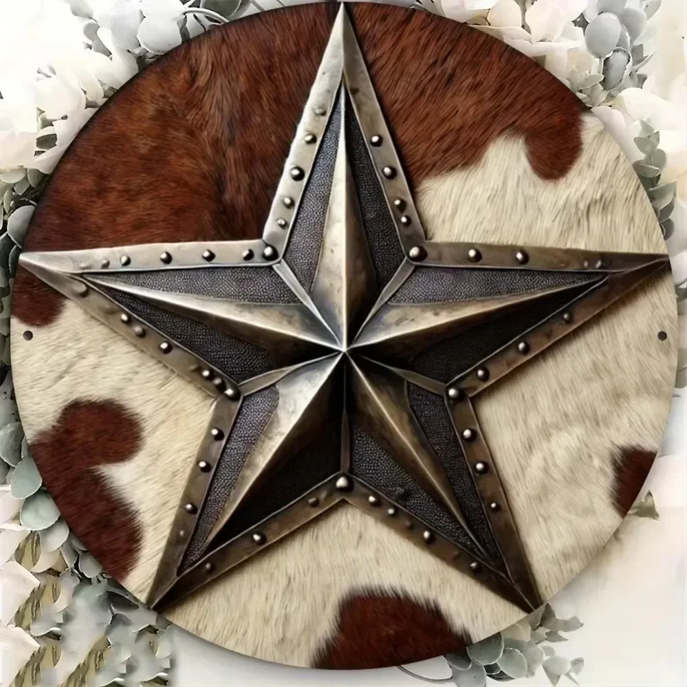 1PC Vintage Western Cowboy Star Metal Sign | Durable Retro Ranch-Style Decor for Indoor & Outdoor Use in Living Room, Bar,