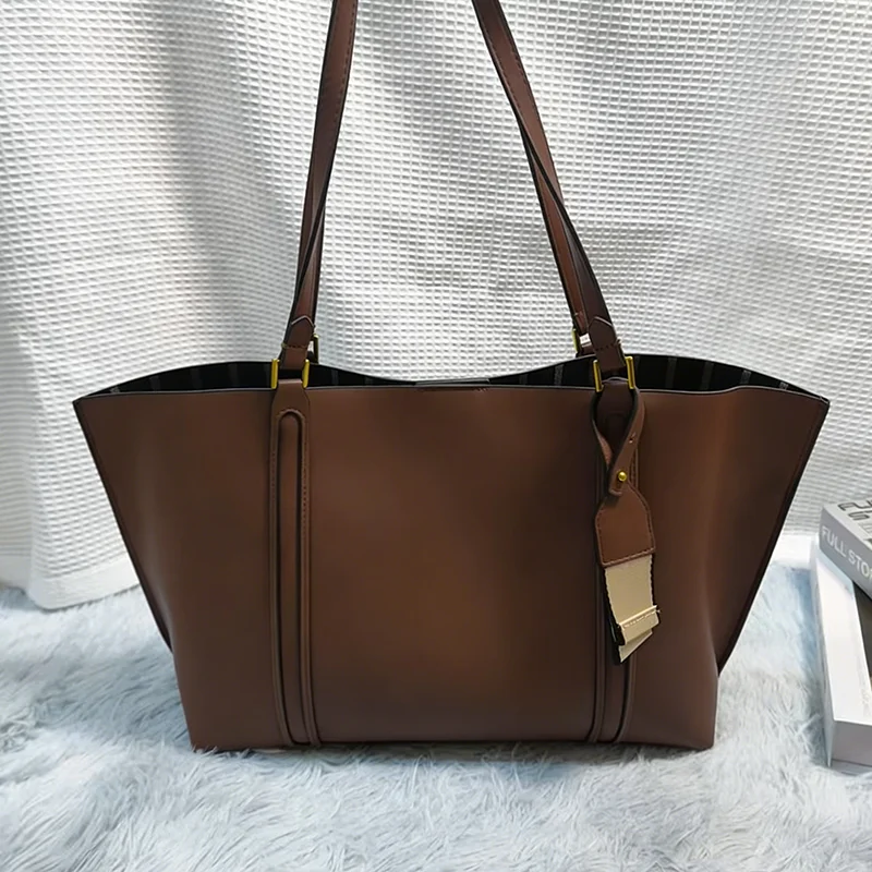 

Брендовая женская сумка через плечо из искусственной кожи, простая сумка через плечо большой вместимости, универсальная сумка для покупок, стильная сумка-тоут для повседневного использования