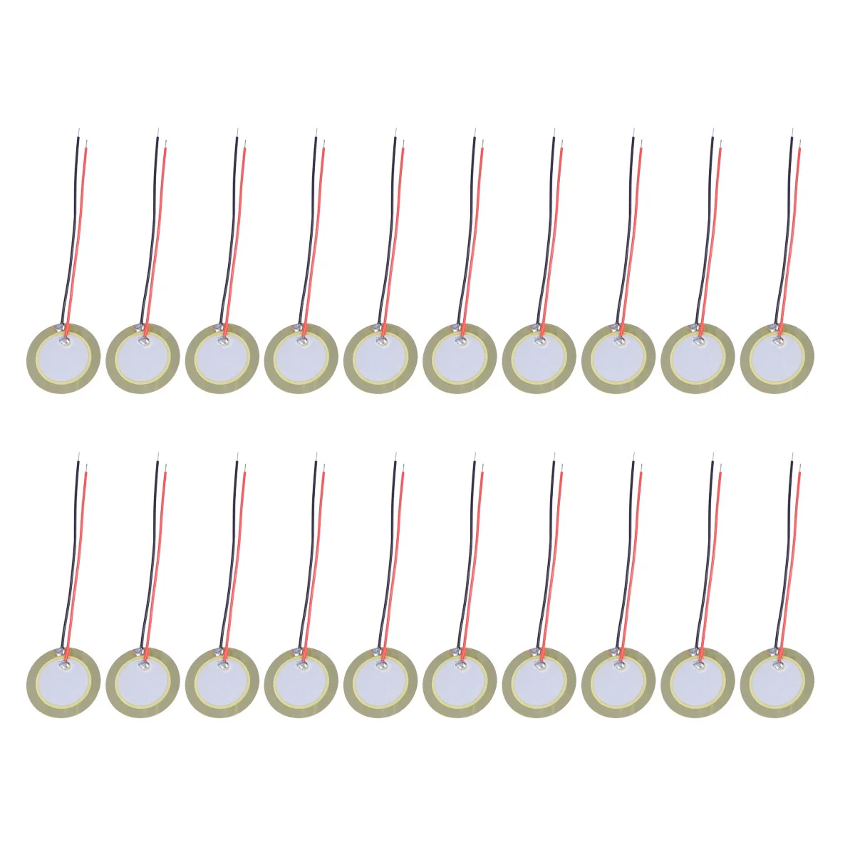 20PCS 20mm Piezo Disc Diaphragm Elements Buzzer Copper Sheet Piezoelectric Ceramic Chips with Leadwires