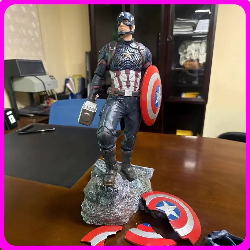 

40cm Marvel Captain America Double Headed Sculpture Can Replace Handmade Avengers 4 Movie Desktop Ornament Model Gift