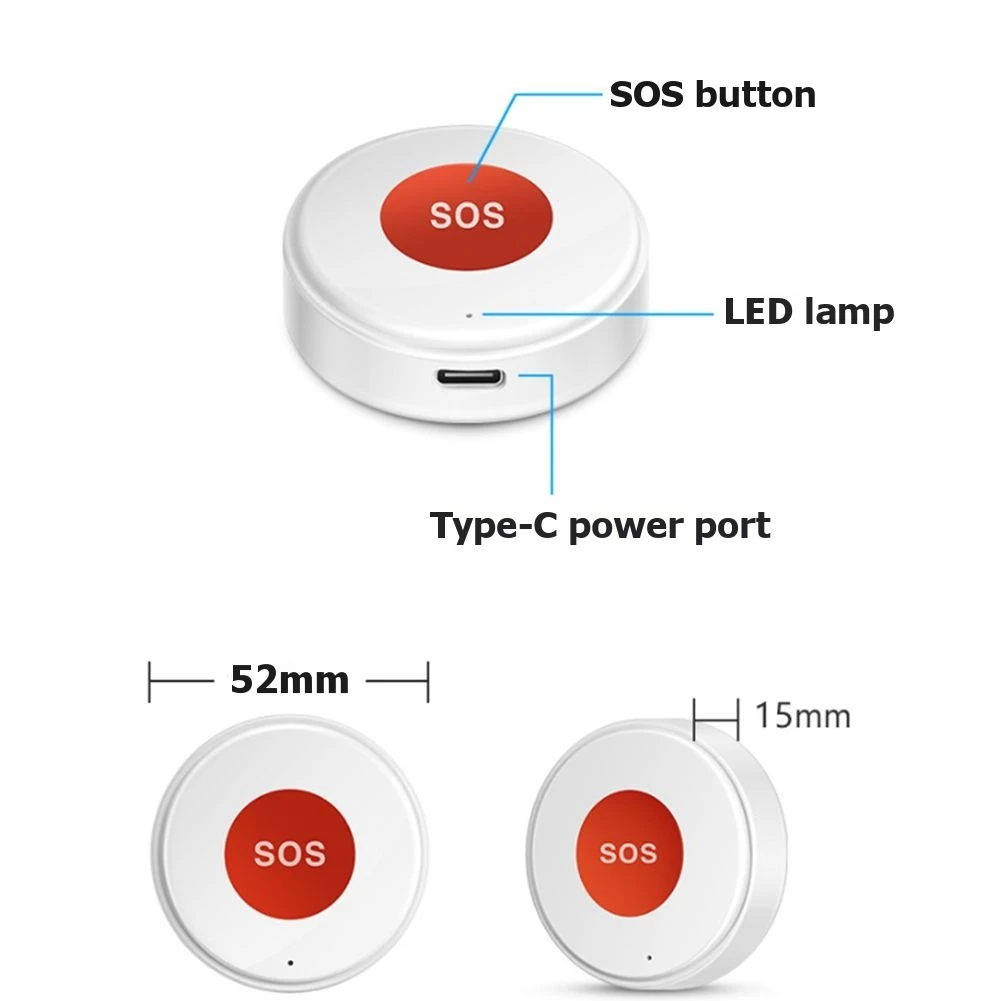 CJSD-Tuya Wifi SOS Emergency Button Wireless One Key Call Help Home Elderly Children Security Protection Smart Life APP Control
