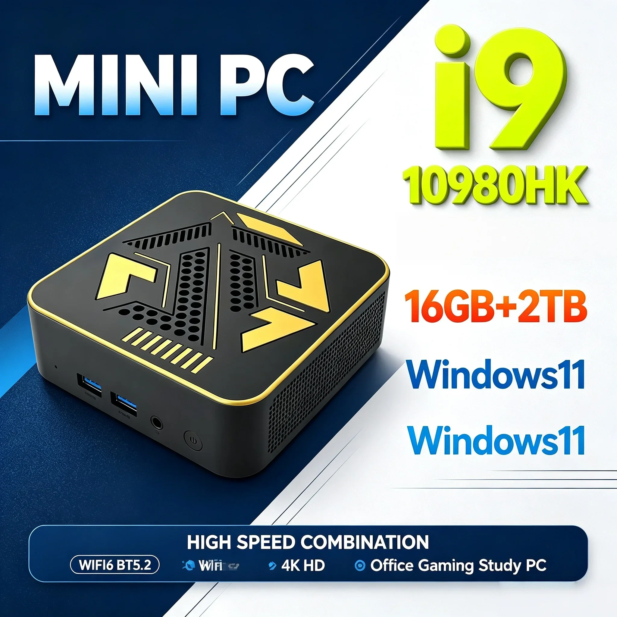 Core I9-10980HK Mini PC Small Form Factor Windows 11 16GB RAM 1~2TB SSD WiFi 6 Bluetooth 5.2 Mini Host for Household and Office