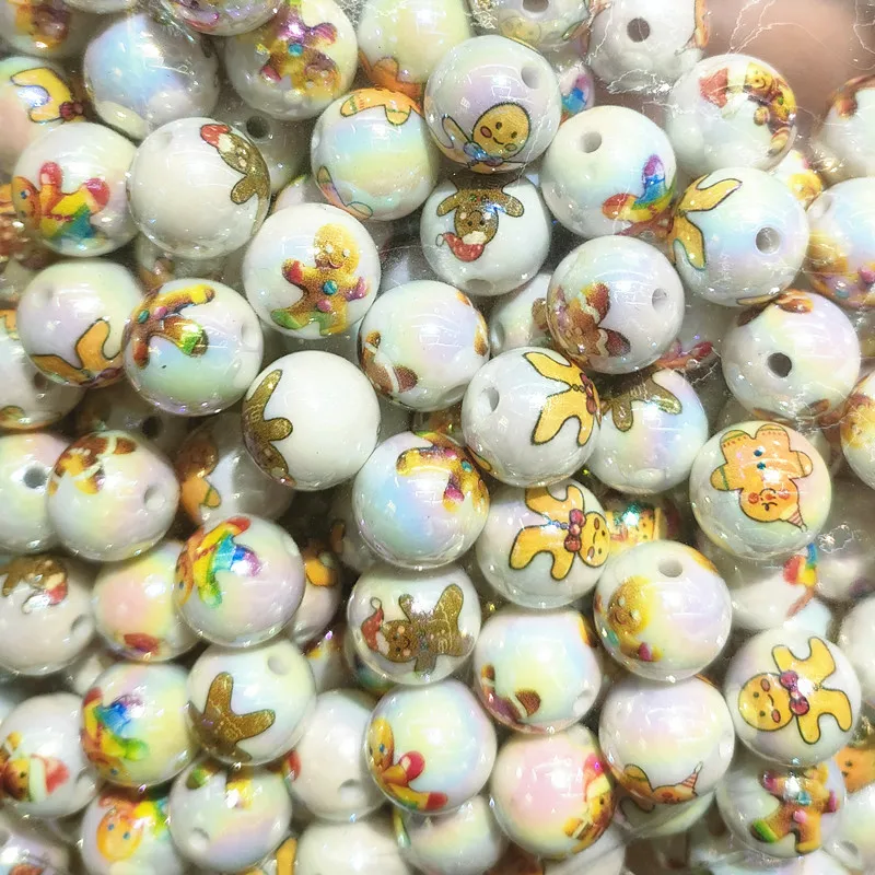 5pcs yellow cartoon anime acrylic beads white background printed beads for diy jewelry making bracelets materials