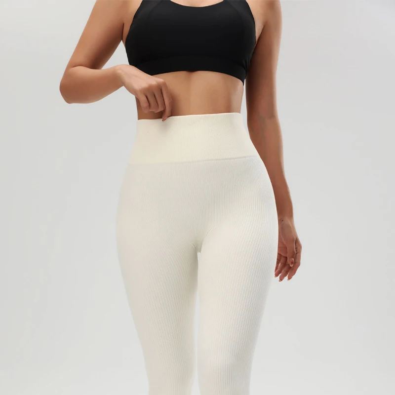 اللياقة البدنية سلس الجوارب السراويل الخريف عالية الخصر ضئيلة الرياضة طماق النساء مريحة تهوية مرونة الصلبة سراويل مخططة #4