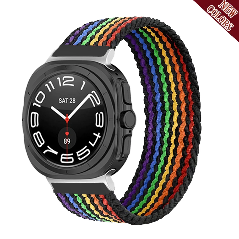 Geflochtenes Solo-Loop-Armband für Samsung Galaxy Watch 7 Ultra 47mm Zubehör Correa Nylon Armband Galaxy Watch 7 fe 44mm 40mm Band