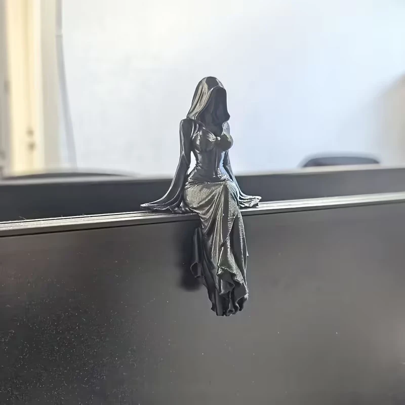Statue Of Lady Reaper Desktop Ornament Mysterious Female Sitting Posture Dark Model Handicrafts Home Office Desk Decoration Gift view 2