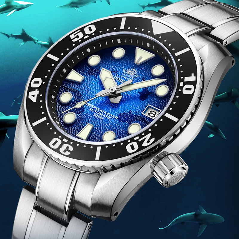 ADDIESDIVE Men\'s watches Automatic NH35 Mechanical 316L Stainless Steel Sapphire Super Luminous Deep Sea 200m Diving Watches