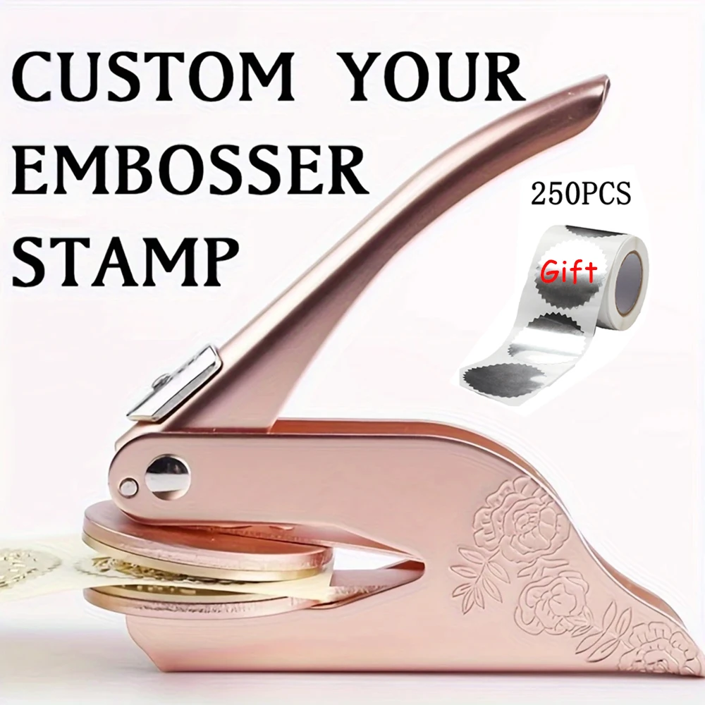 

Индивидуальный тисненый штамп и 250 шт. серебряная наклейка персонализированная печать для тиснения книг свадебное приглашение логотип на заказ