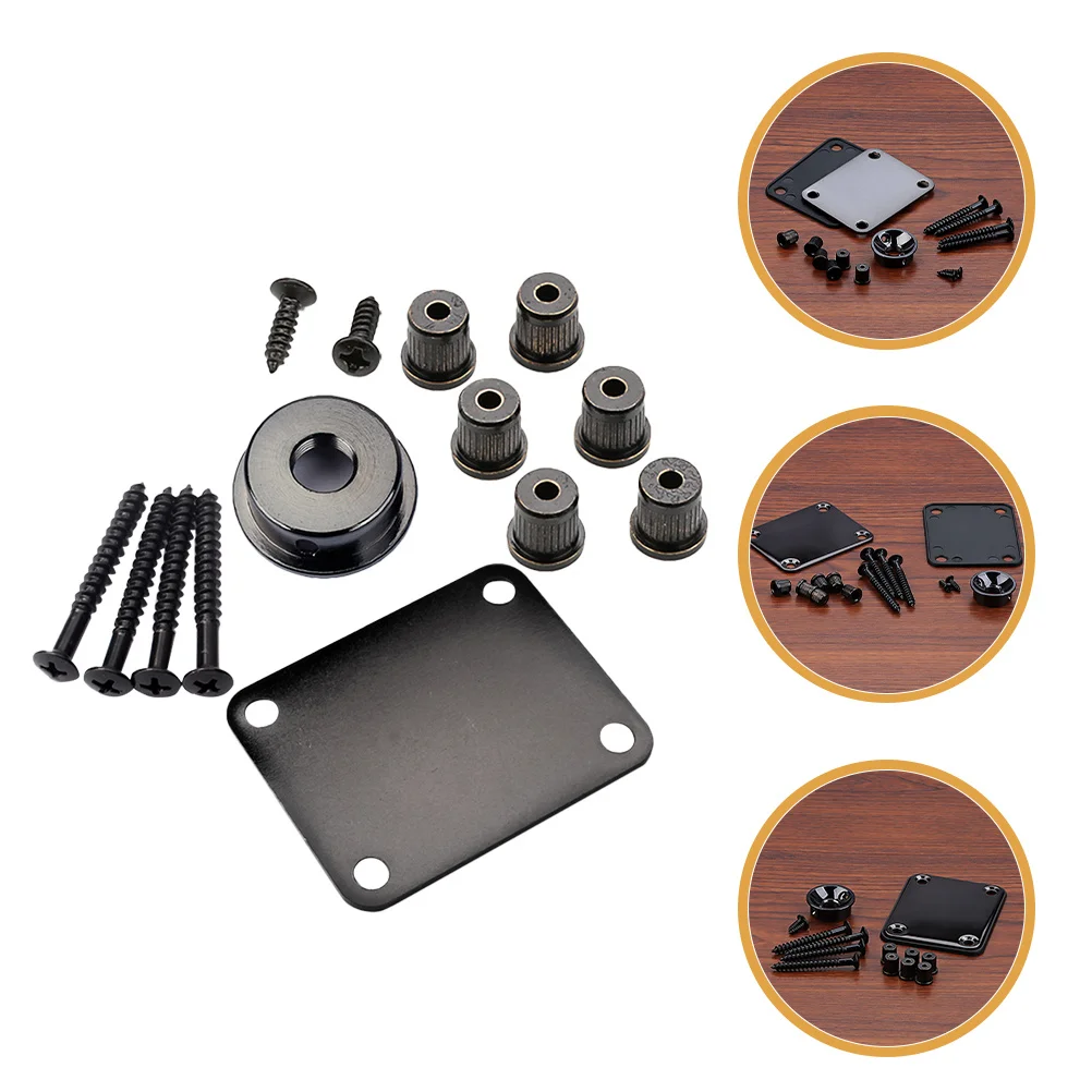 

1Set Electric Guitar Neck Plate with Screws Metal Guitar Accessories for Easy Installation and Durability Neck Back Plate