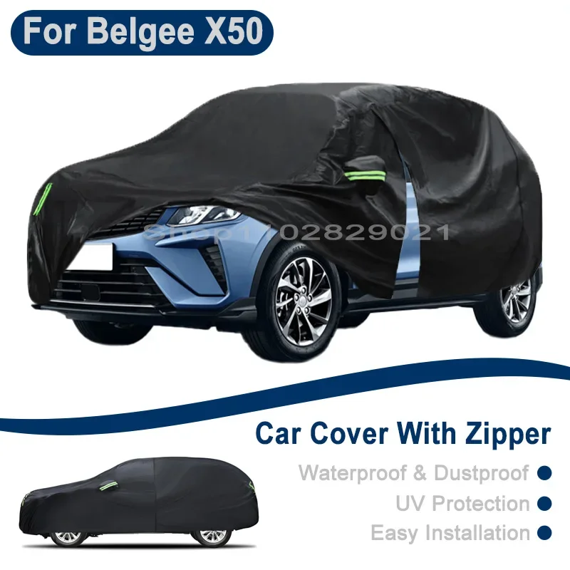 

Outdoor Full Vehicle Cover For Belgee X50 - Side Zipper Design, Waterproof Dustproof Sun Protection Car Cover