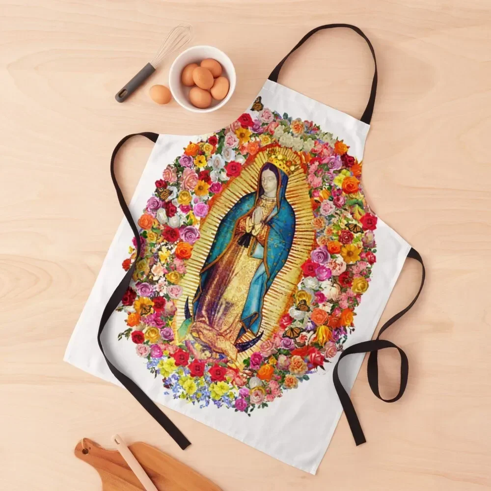 

Our Lady Of Guadalupe Virgin Mary Catholic Mexican Apron Women Kitchen kitchen item restaurant accessories Apron