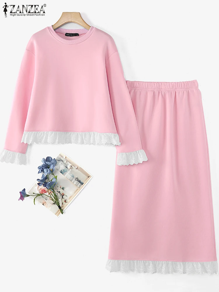 

ZANZEA Casual Lace Patchwork Dress Sets Women Sets Fashion Summer Spring Matching Sets 2PCS Two-piece Outfits Oversized