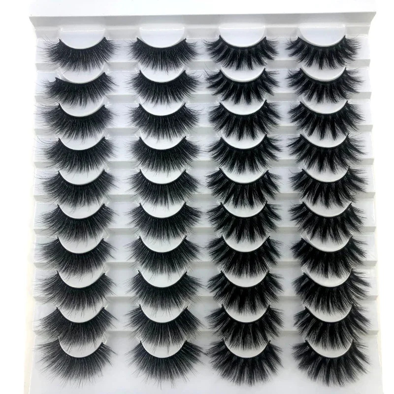 HBZGTLAD 20 pairs of 8-25mm false eyelashes 100% mink natural extension natural fluffiness thick curls dramatic eyelashes 3D fal
