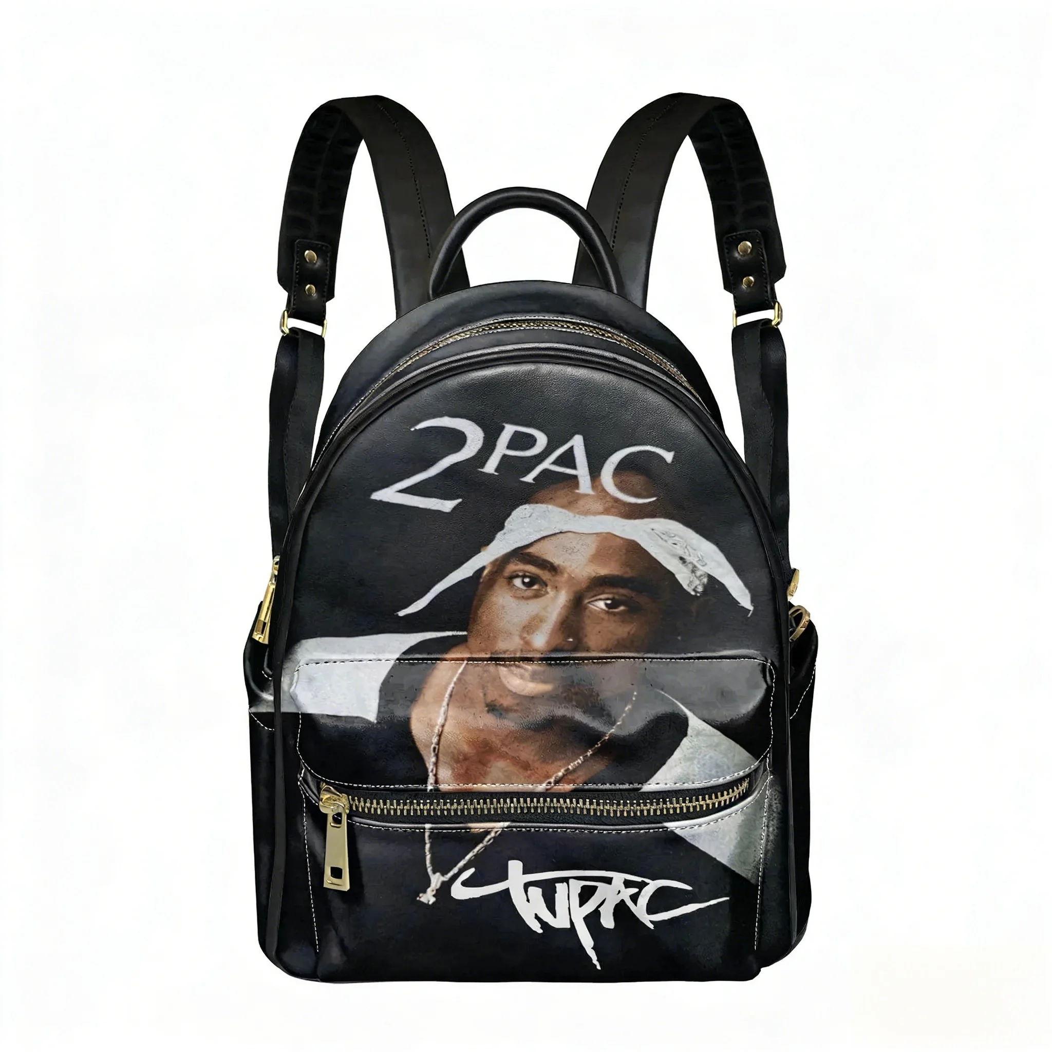 Tupac Rapper 2Pac Backpack Vintage Womens Men Personalized Double Shoulder Bag Business Travel Bookbag Rucksack Gift Daypack