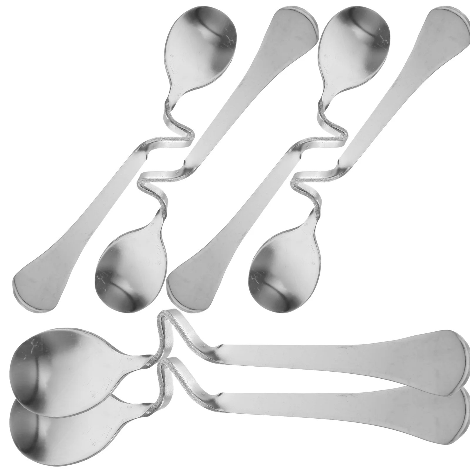 

6pcs Coffee Spoon Curved Stainless Steel Stirring Spoon For Mixing Beverages Desserts Milk Juice Ergonomic Handle Bar