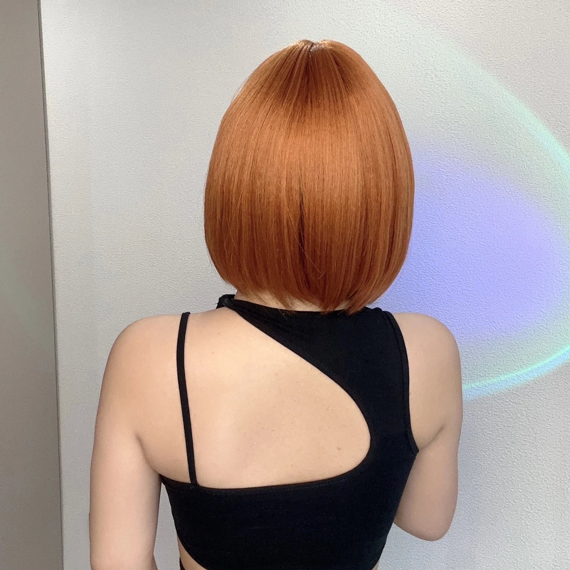 BOB Copper Ginger Wigs Short Straight Dirty Orange Wig With Bangs Halloween Cosplay Wig Heat Resistant for Women Synthetic Hair