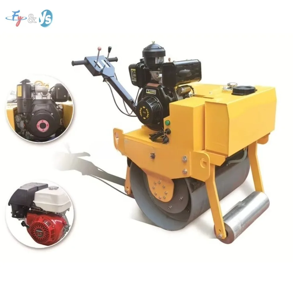 1-Ton Handheld Double Steel Wheel Roller Hydraulic Vibratory Compactor Concrete Cement Road Repair Narrow Space Construction