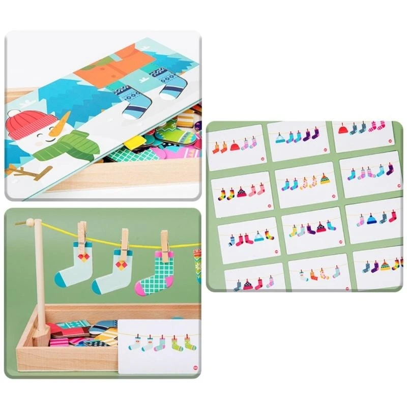 لعبة تحسين الذكاء لعبة تعليق الجوارب للأطفال الأولاد فوق 4 سنوات لعبة طاولة تعليق الملابس 15UB #3
