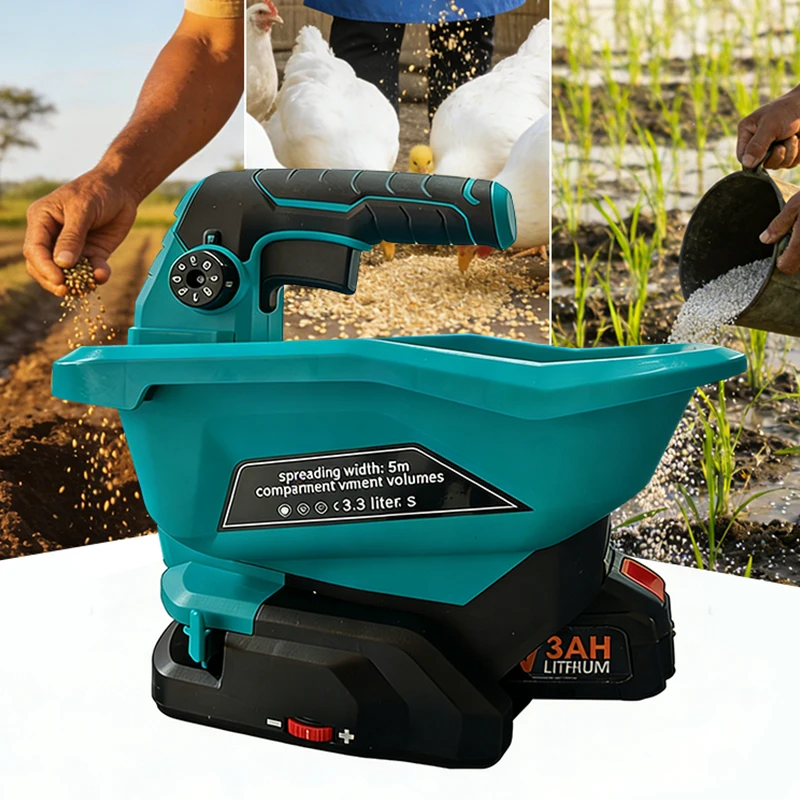 Agricultural Lithium Battery Electric Fertilizer Spreader and Sowing Machine Grass Seed Vegetable Small Seeder for Makita 18V