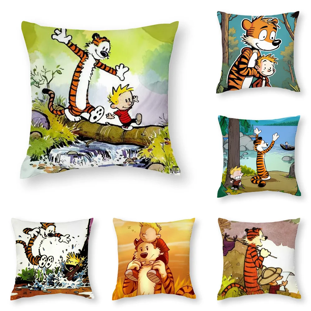

C-Calvin And H-Hobbes Pillow Case 3D Print Polyester Fiber 40*40 cm Home Sofa Throw Pillow Cover Decoration Festival Gift