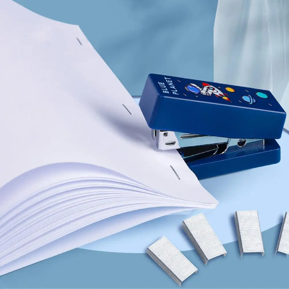 1 Набор бумажный степлер, портативный мини-степлер с сильным проникновением, бумажная папка с мультяшным рисунком для офиса и школы