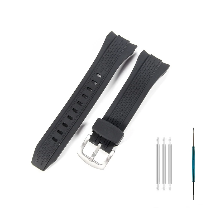 ل Seiko Velatura SPC007 SRH013 SRH006 منحني واجهة حزام الساعات مقاوم للماء حزام ساعة اليد المطاط الرجال معصمه 26 مللي متر سوار