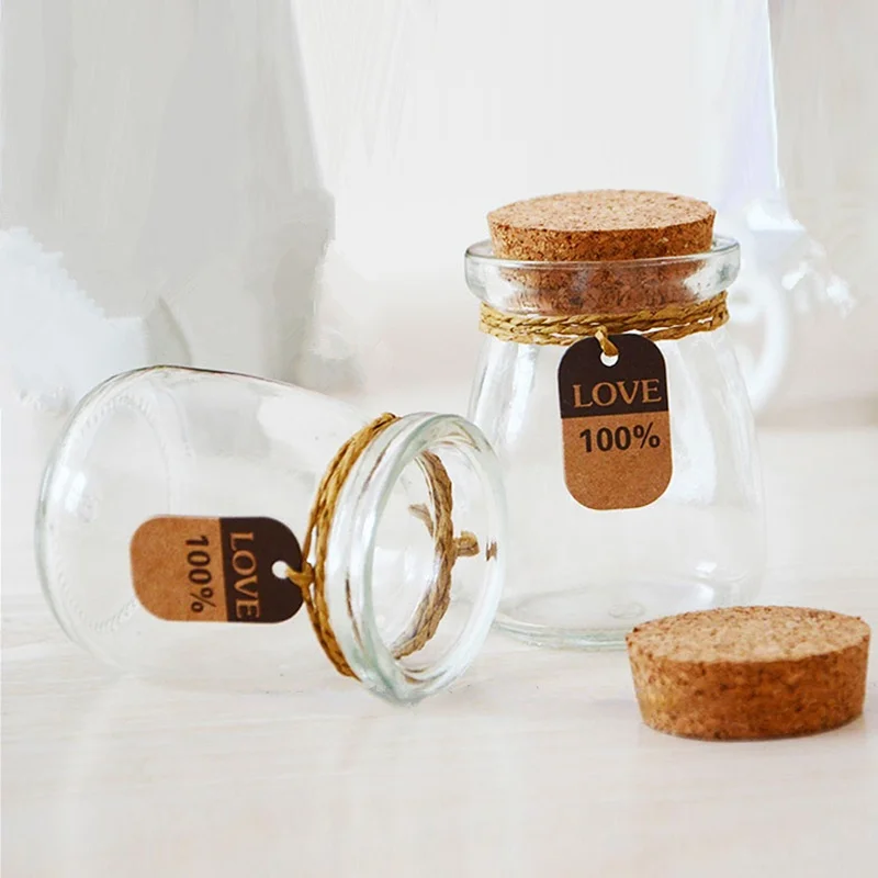 1Pcs 100ml Jam Jar Wish Glass Bottles Tiny Empty Clear Cork Glass Bottles Vials For Wedding Holiday Decoration Barattoli Vetro