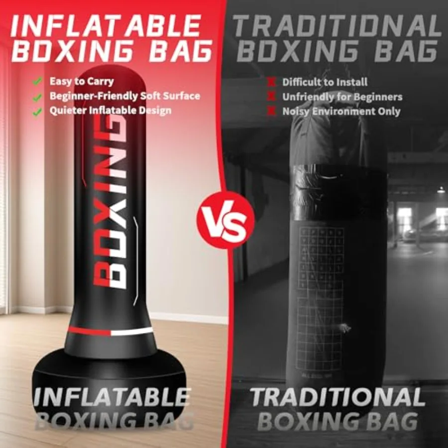 Sacco da boxe indipendente per adolescenti adulti Sacco da boxe pesante da 70 pollici con guantoni da boxe e pompa ad aria elettrica per principianti Kickbox