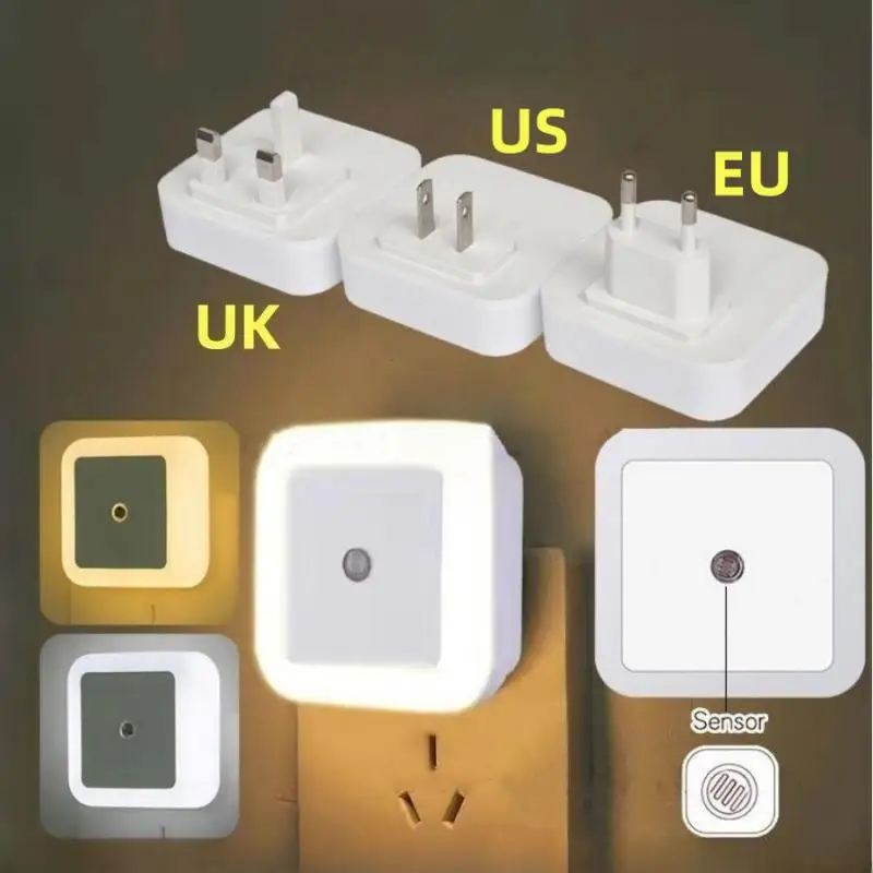 Smart Motion Sensor LED Night Light Lamp EU UK US Plug Mini Wall Lights For Bedroom Hallway Corridors Stairs Bedside Lamp