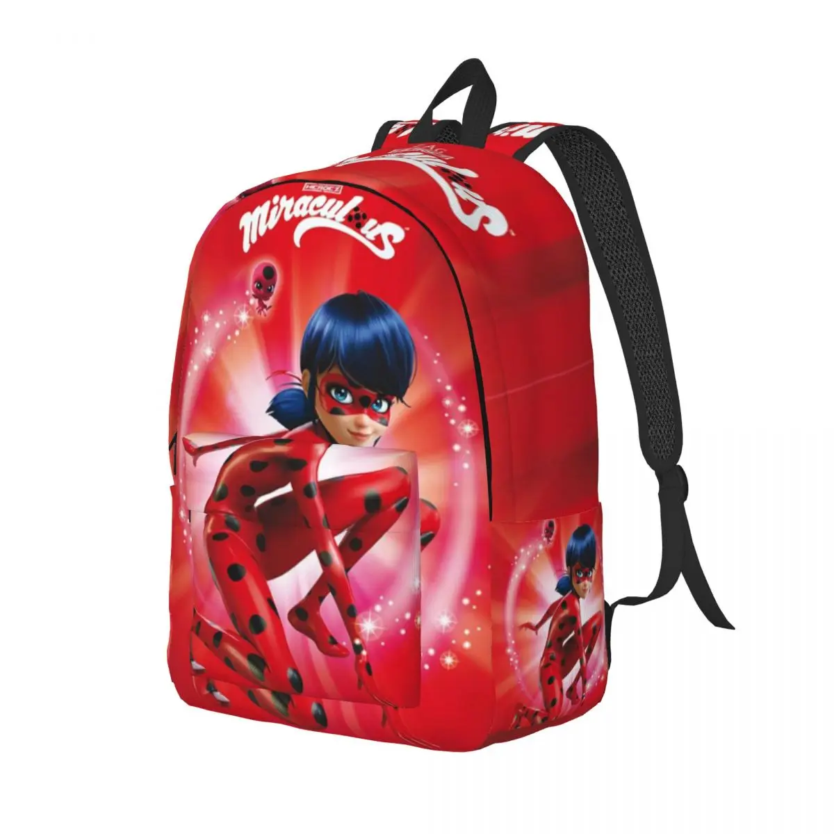 Cartoon-Miraculous-Ladybug Backpack for Men Women Fashion High School Hiking Travel Daypack College Shoulder Bag Outdoor