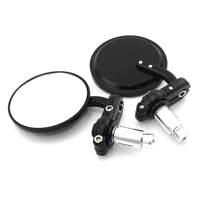 

Pair 7/8" Universal Motorcycle Rear View Mirrors Round Handle Bar End Foldable Motorbike Side For Cafe Racer 2023 CAR