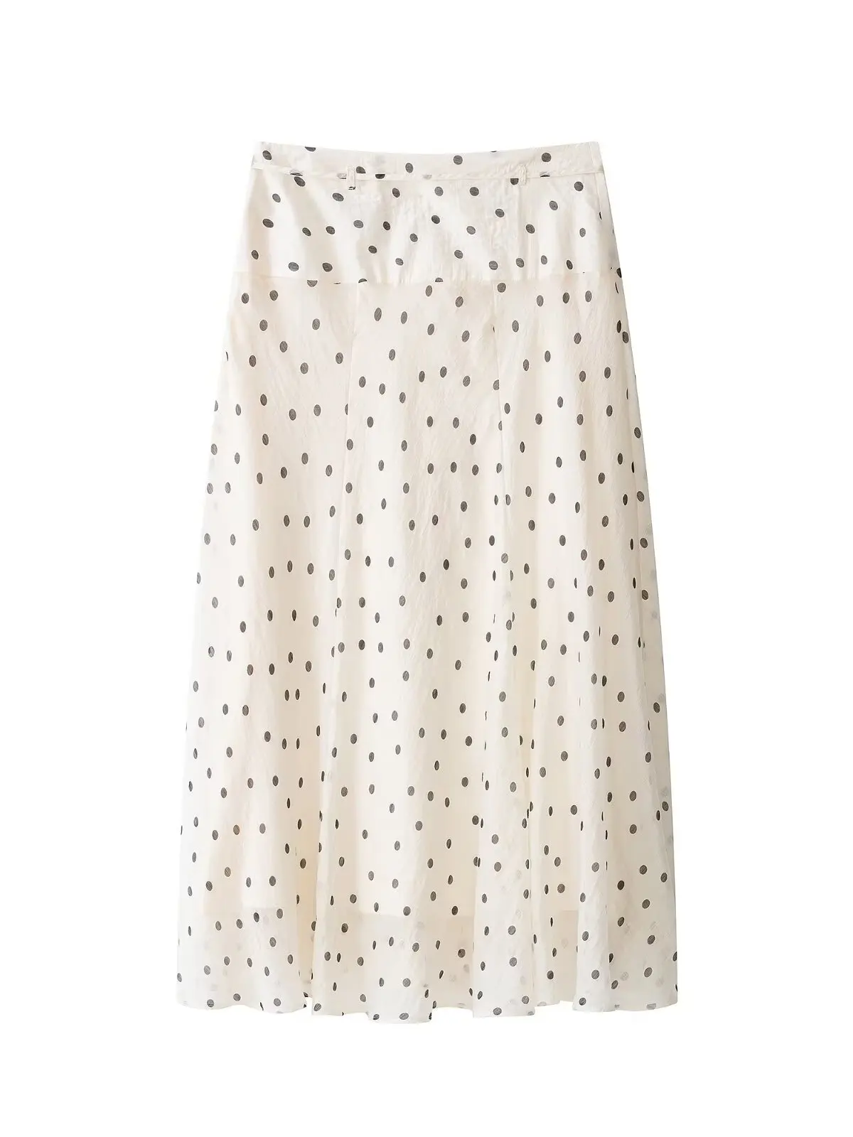 Vintage Polka Dot Semicircular Skirt High Waist Belted Versatile A-Line Midi Skirt Beige Skirt Women's Fashion Summer 2026
