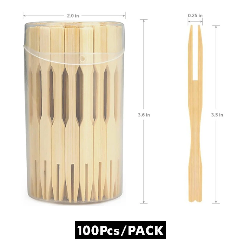 100/200/500Pcs Appetizer Forks, 3.5-Inch Mini Bamboo Forks, Disposable Toothpicks for Fruit Dessert Charcuterie