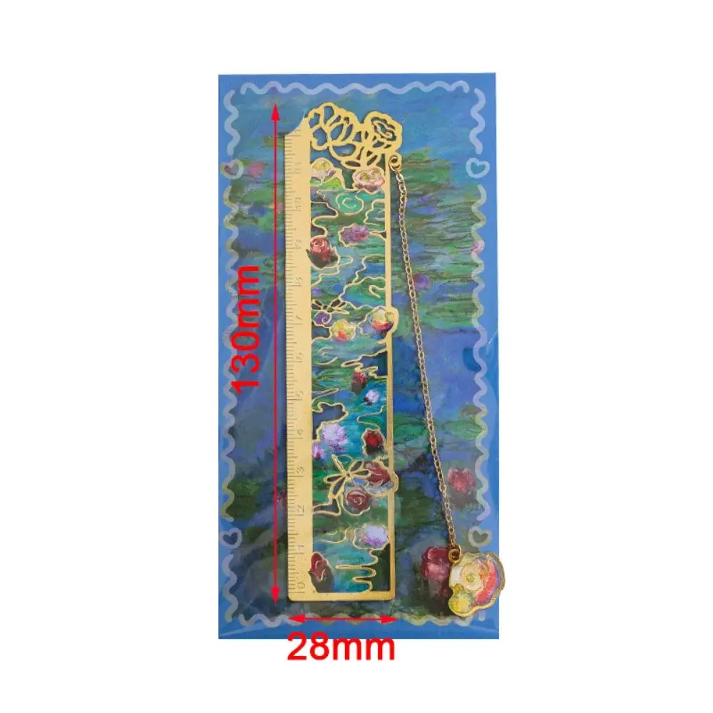 Regla de pintura Floral de aleación, borlas, pintura famosa, marcapáginas hueco, estilo de pintura al óleo, papelería, marcapáginas de Metal