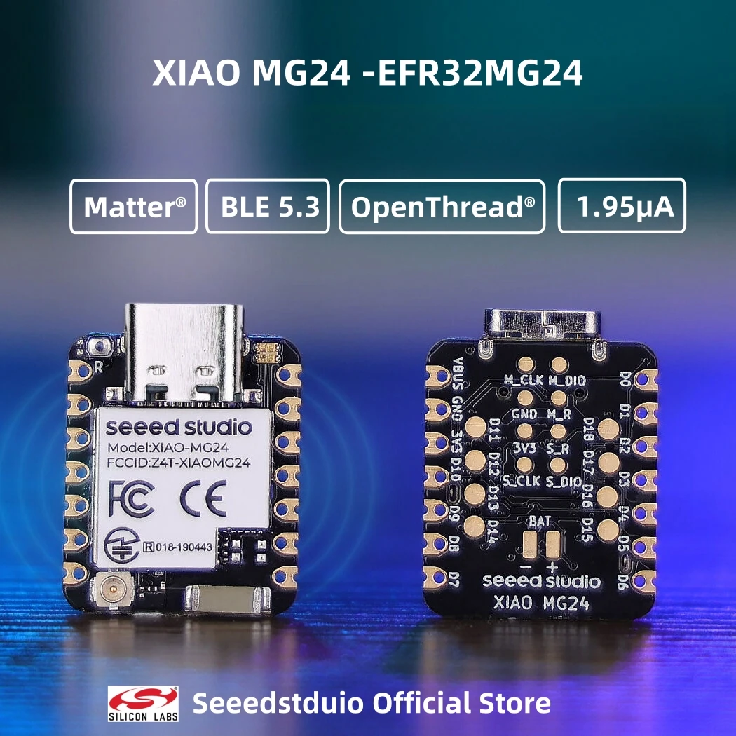 Matter Thread, XIAO MG24-Silicon Labs EFR32MG24, Matter Native over Thread/BLE 5.3, Arduino, 1.95μA, On-Board Antenna,19 GPIOs