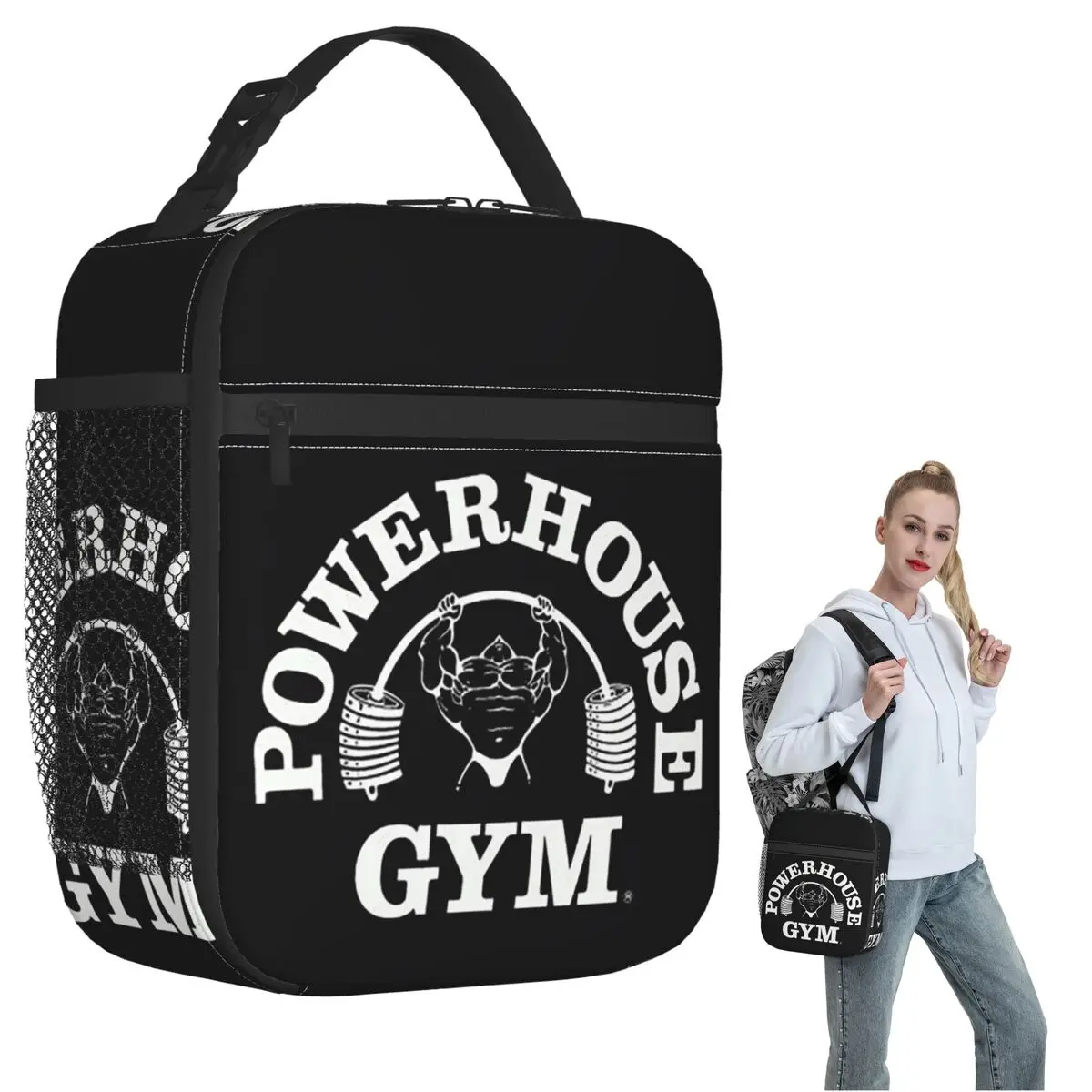 Powerhouse Gym Fitness Building Muscle Insulated Lunch Bag for Women Kids Portable Food Boxes Thermal Lunch Box Tote