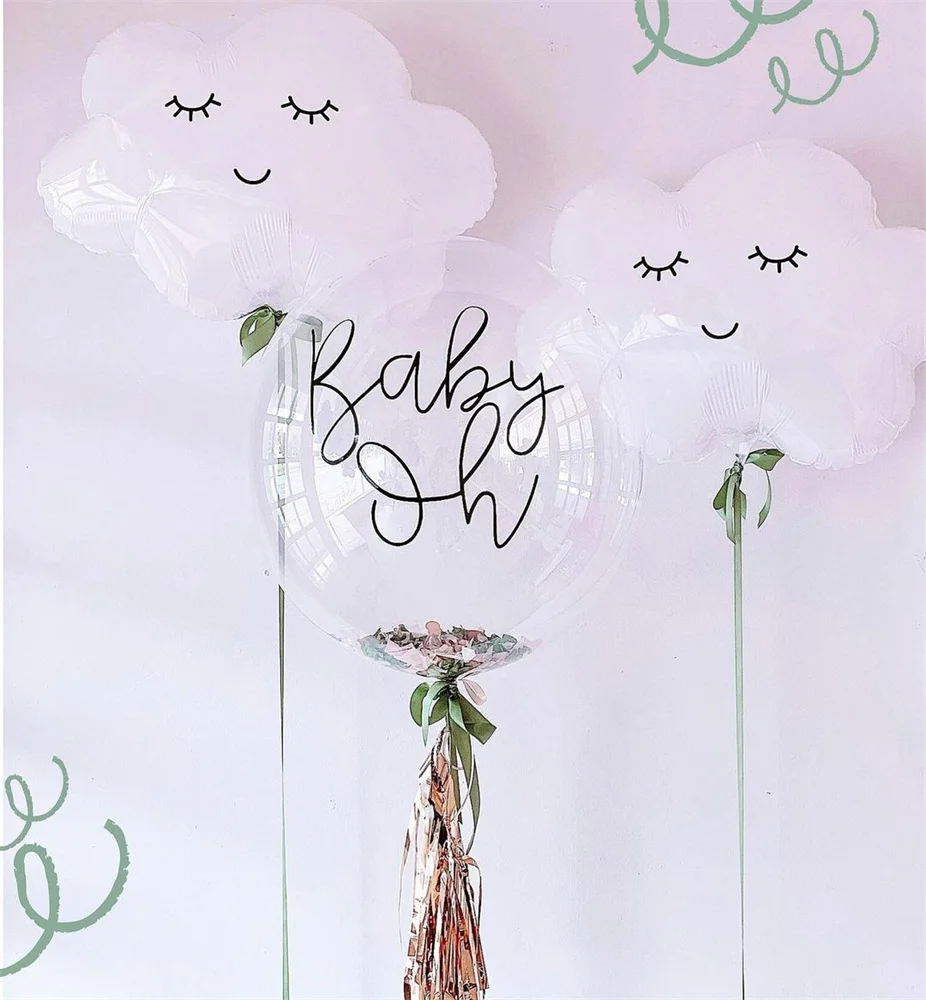 1Set White Smiling Cloud Foil Balloon Helium Globos Ball for Birthday Party Baby Shower Wedding Anniversary Decorations