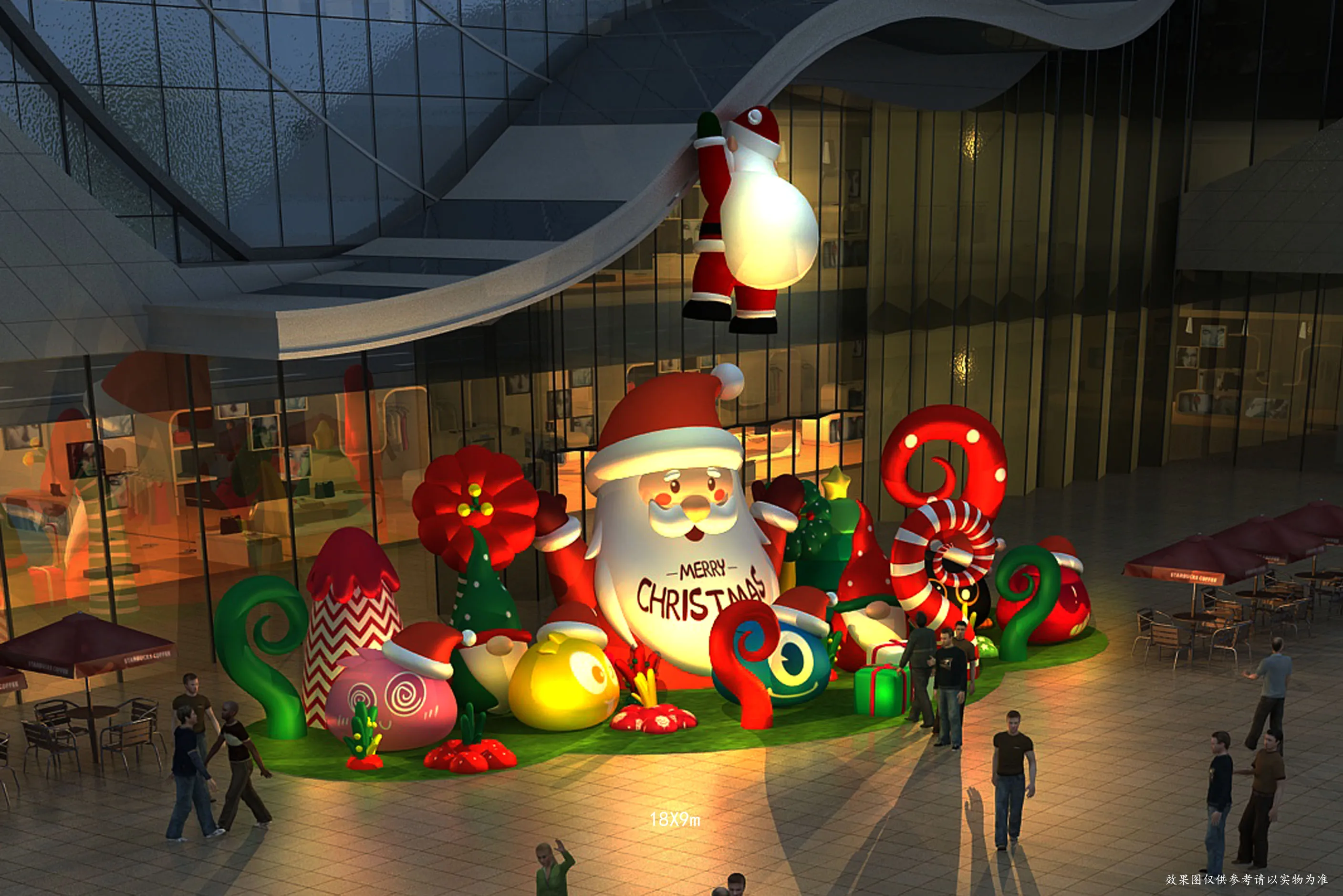 Holiday Giant Inflatable Christmas Santa Claus for Decoration Self-design Inflatable Father Christmas with Flowers