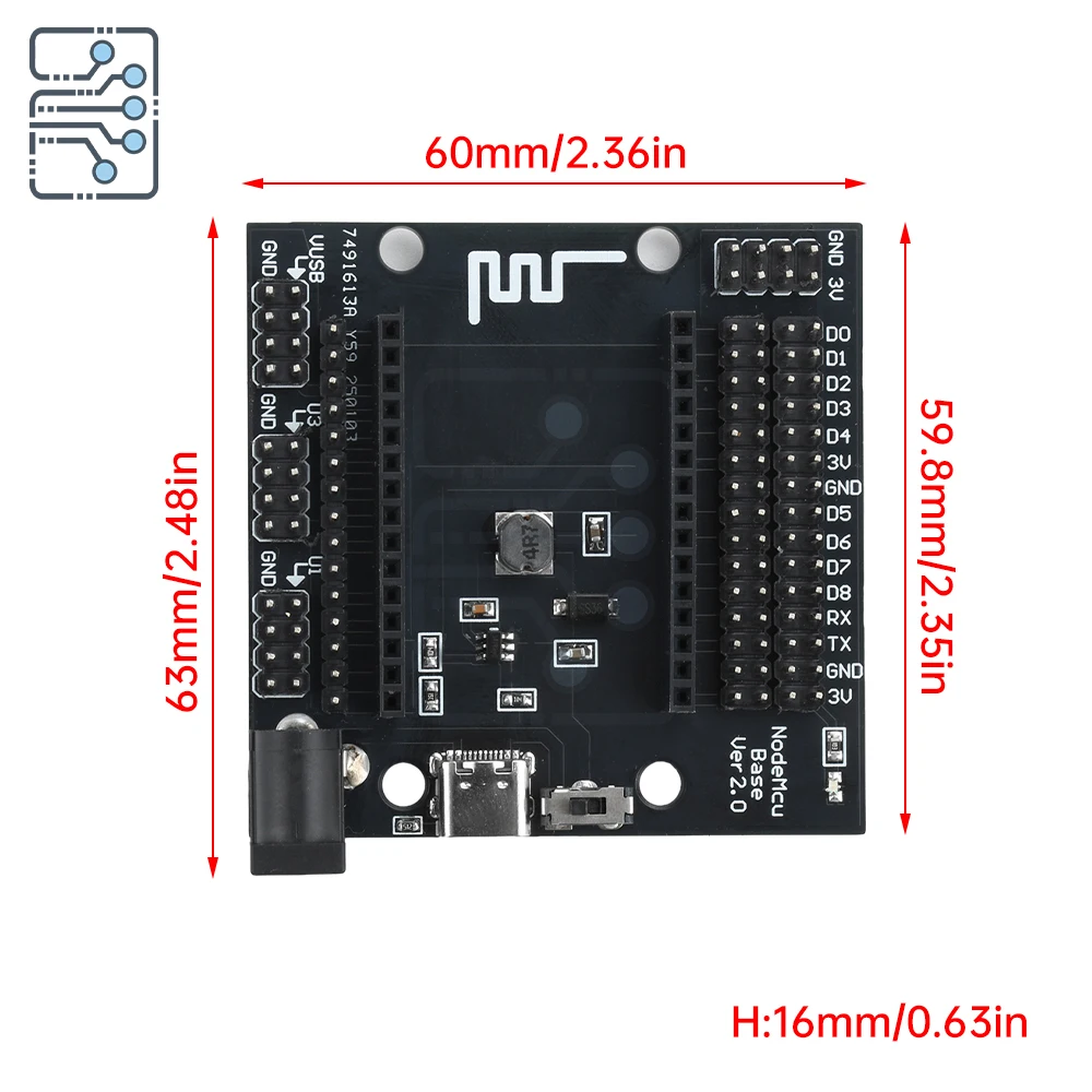 Dc+Type-C Expansion Board Esp8266 Wifi Development Board Expansion Board Compatible With Nodemcu Lua V3 Iot Development Board