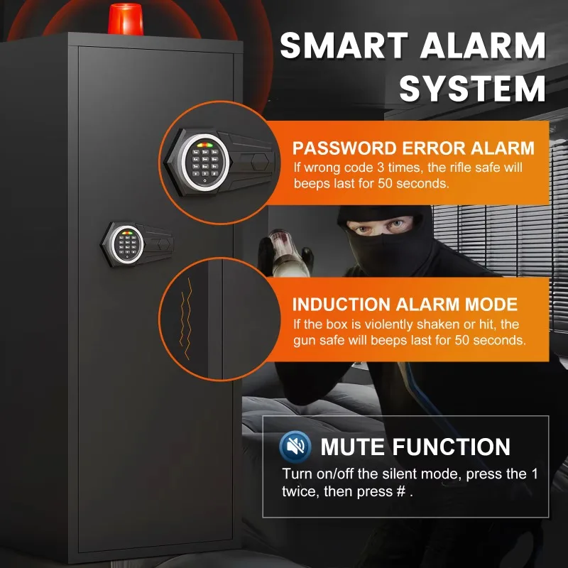 خزانة متكاملة آمنة للتخزين، صندوق أمان لمسدس كلمة المرور مقاوم للحريق ومضاد للسرقة