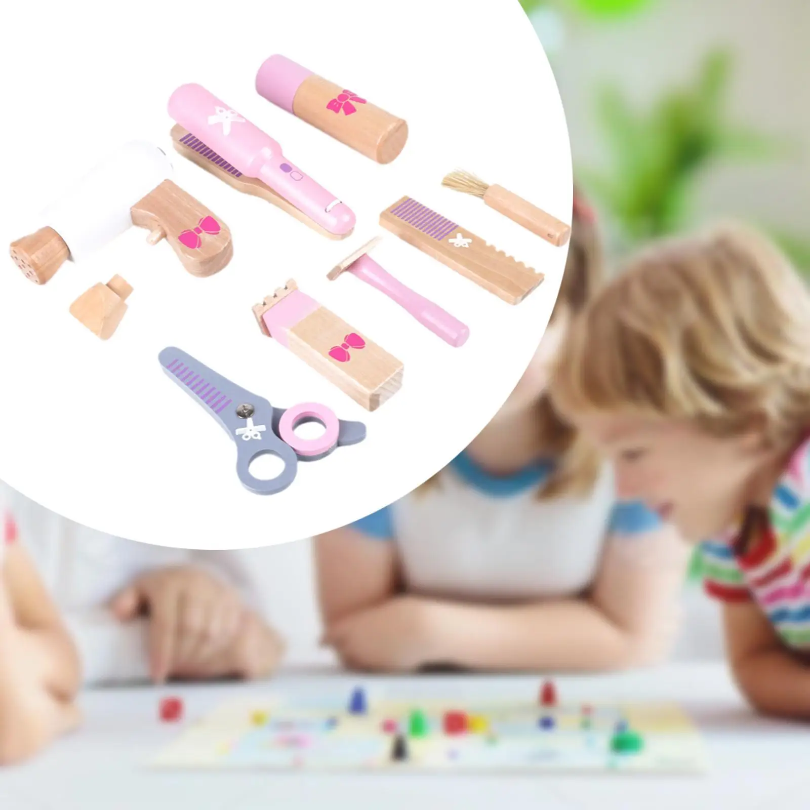 Beauty Salon Toy Set Toddlers Educational Toy Set Realistic Stylist Set Hair Stylist Kits Wooden Princess Play Set Makeup Toy